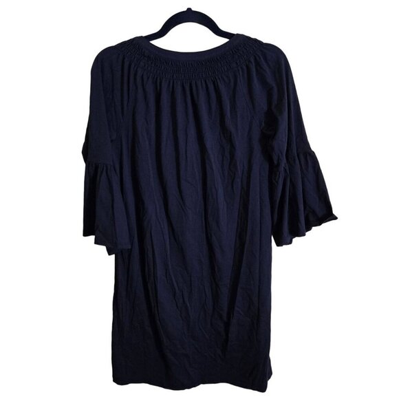 Lilly Pulitzer Navy Blue Teigen Dress 3/4 Bell Sleeve Henley Pima Cotton Size S - Picture 3 of 8